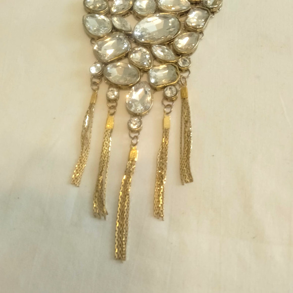 Iris Apfel & Bajalia Clear Rhinestone Gold Toned Statement Necklace - Picture 3 of 15